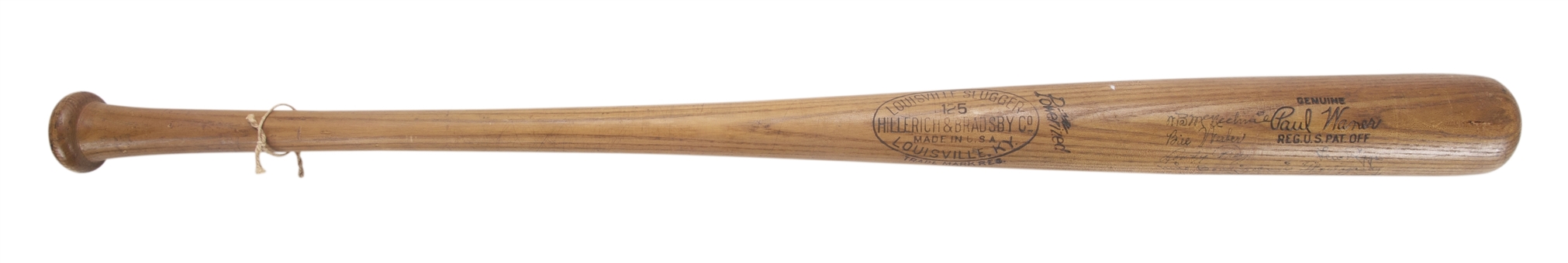 1939 Paul Waner Professional Model Bat Signed by 26 Members of the 1939 National League Champion Cincinnati Reds including Bill McKechnie, Vince DiMaggio, Vander Meer, and Lombardi (JSA)